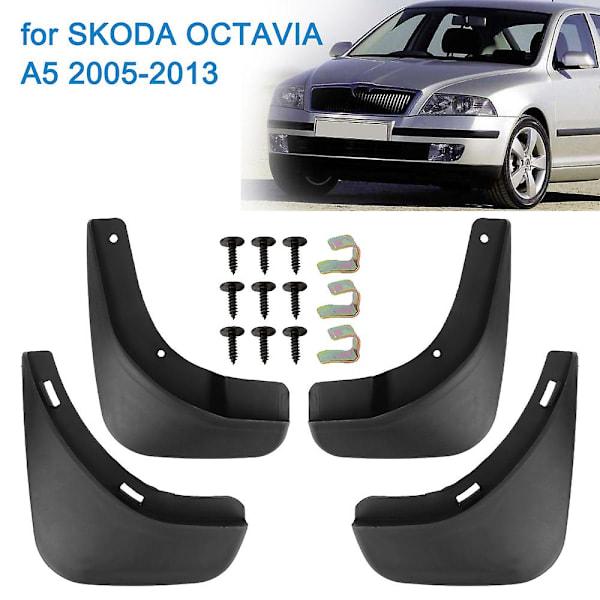 REMAKE For- og bagskærme til Skoda Octavia A5 2005-2013 Skærme 4 stk Skærme Bilbeskyttelse Biltilbehør