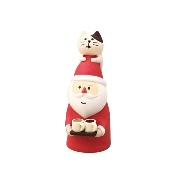 Sex stycken juldag INS kreativa miniatyr scener Santas katt, trä och hund harts hantverk prydnader varierar i storlek