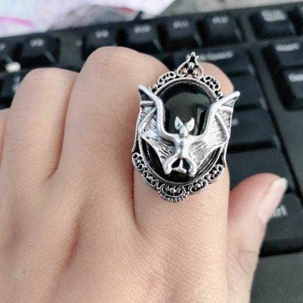 Fladdermus Smyckesset Gotisk Vampyr Fladdermus Ring Silver Fladdermus Örhängen för Män och Kvinnor