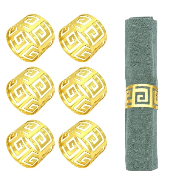 Serviettringar, 6-pack Metallservietthållare, Guld, för Jul, Thanksgiving, Bröllop, Fest, Middag, Borddekoration Guld
