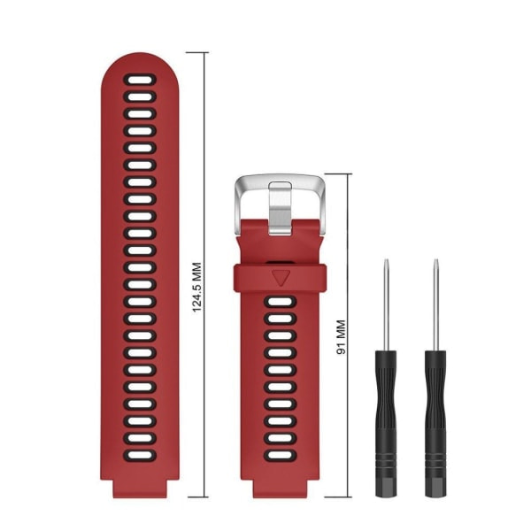 Garmin Forerunner 220 / 230 / 235 / 620 / 630 / F735 XT Urremærke i Silikon med Dobbelt Farve - Rød / Sort Rød