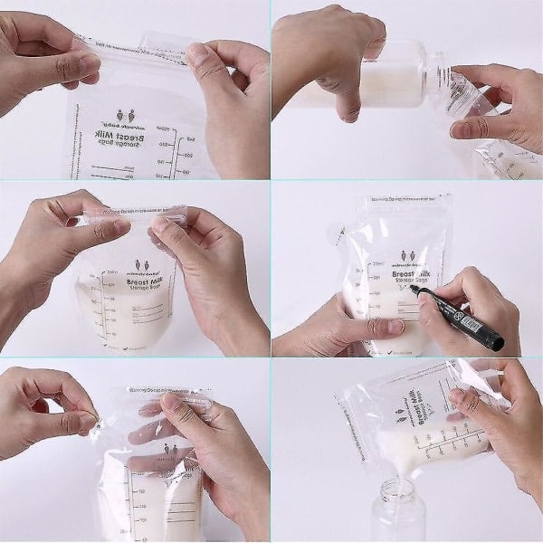 30 stk. Oppbevaringsposer for morsmelk til baby, 250 ml, BPA-fri, frysesikre fôringsposer
