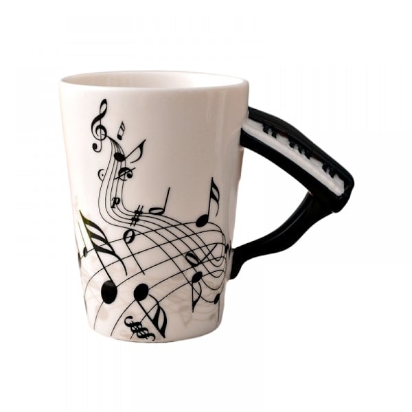 300ml store musikkopp, unik musikgave kaffekopp, flotte gaver til musikere og gitar-elskere til høytider, farsdag, m...
