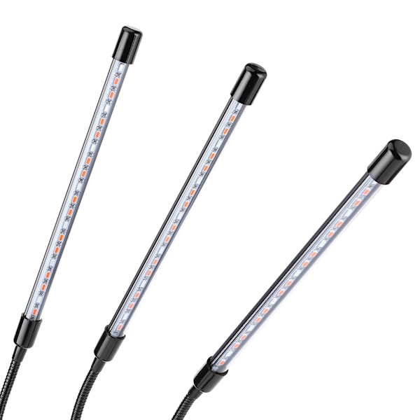 REMAKE 30W USB 3-rörs flexibel LED-växtlampa fullspektrum växtlampa med klämma för inomhusväxter
