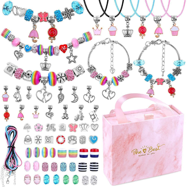 REMAKE Sjov Pige Armbåndssæt med Perler, Smykker, Charms og Vedhæng - DIY Håndværk til Børn - Gave - Stil 5