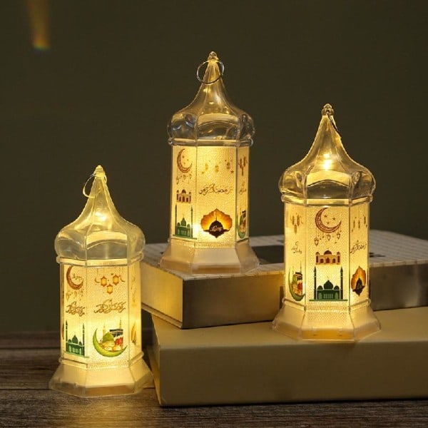 Eid Lanterne LED Lys Ramadan Natlys Ornament Dekorativ Lampe til Hjem Nyårs Fødselsdagsfest Baggrund