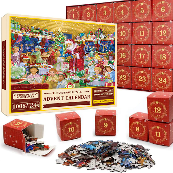 REMAKE Adventskalender med Pussel, Nedräkning till Advent, Adventskalender med Leksakspussel, Julklappar i Blindbox sd15