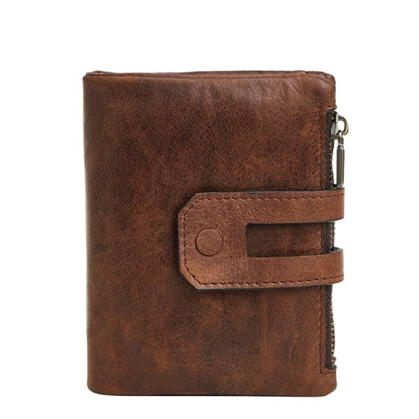 RFID Blocking Credit Card Holder Wallet Genuine Leather Brown