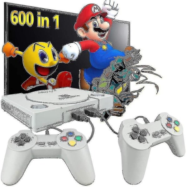 Spilkonsol med indbyggede 600 spil - Klassisk videospilkonsol, Plug & Play