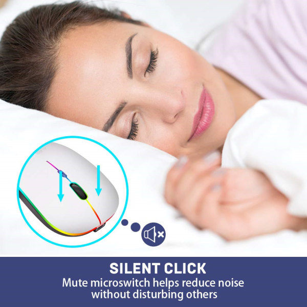 Trådløs datamus med RGB LED dobbeltmodus Bluetooth/Wifi Sølv
