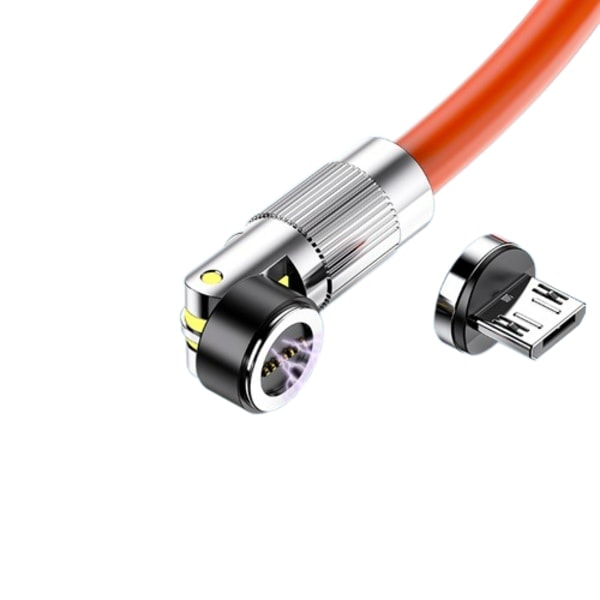 Micro-USB magnetisk opladningskabel 540° rotation Hurtig opladning Orange 2 m