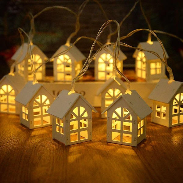 2M 10LED Træjuletræ med LED-lysstreng 2025 Nytårs Hængende Garland Juletræ Ornament Dekoration Lampe Hvid