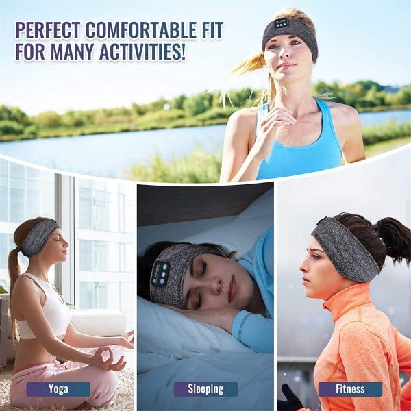 Trådlösa Sömn-Hörlurar, Bluetooth Sport-Huvudband för Yoga, Meditation, Löpning Svart