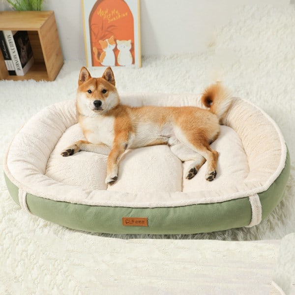 Suede Flanell Nest Hundebed Dyrebed Matte gressfarge M