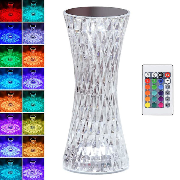 REMAKE 16 Fargeskiftende Akryl Krystall Bordlampe Med Fjernkontroll USB Oppladbar Nattelys Gaver Hjemmedekor