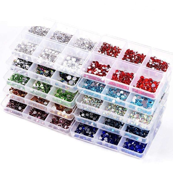 6 st Strass i olika storlekar - Zirkon - Nageldekorationer