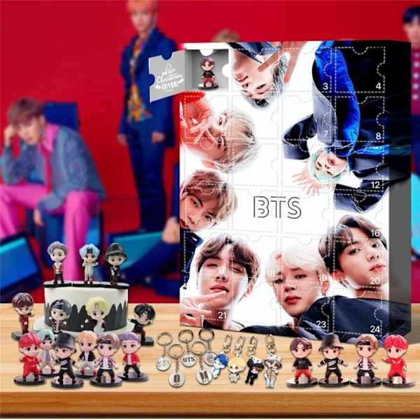 REMAKE BTS Julekalender 2024 med Nøgleringefigurer 24 Dages Nedtælling Børnedekoration Legetøj Julegaver Blind Box