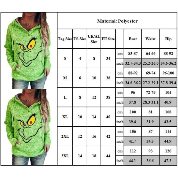 Grinch Juletrøje til Kvinder - Afslappet Langærmet Hoodie S