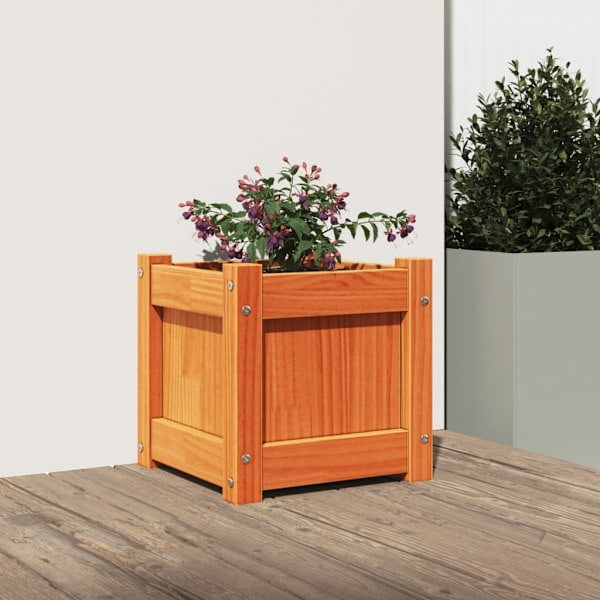 Växthuslåda vaxbrun 31x31x31 cm massiv furu