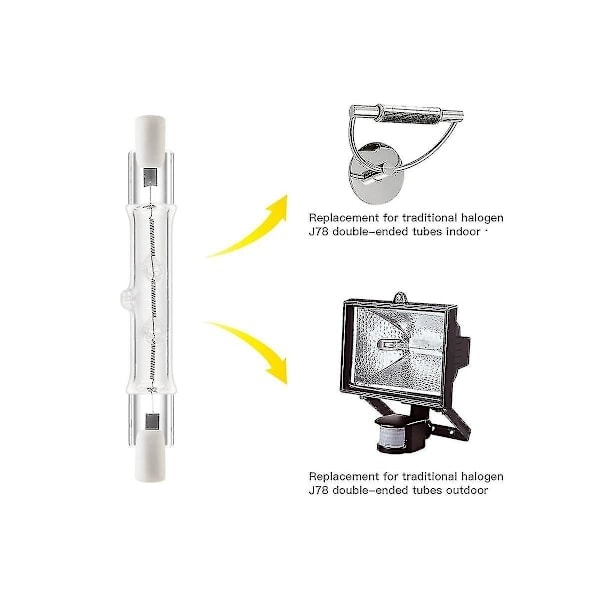 5-pakkauksen R7s 118mm 300W 230V, R7s Halogeeni Lineaarinen Valonlähde, Himmennettävä Halogeeni Lamppu Rakennustyöhön