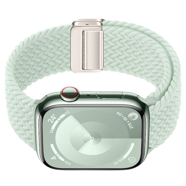 Starlight Nylon Flätat Klockarmband för Apple Watch Grön