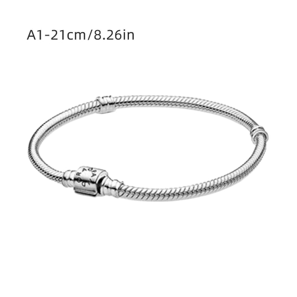 REMAKE Pandora -käärmeketju-ranneke neulotulla kuviolla, sylinterilukolla ja sterling-hopea A2 21cm