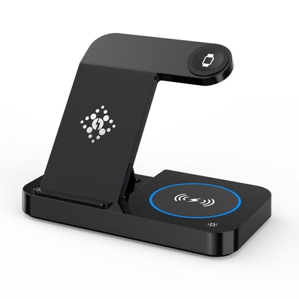 Foldbar 4-i-1 Trådløs Oplader til Telefon, Airpods, Apple Watch Sort