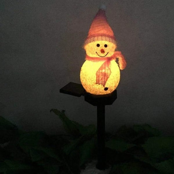 *2 LED Solcelle Snømann Lys Hagedekorasjon Julebelysning Gar*