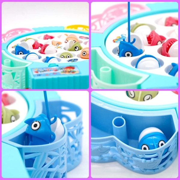 Fiskespel brädspel magnetisk musik fisk leksak 4 fiskespön chi
