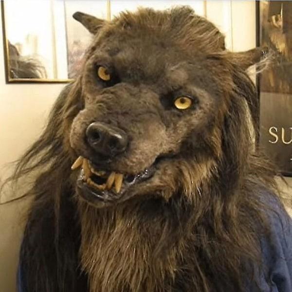 REMAKE Werewolf-naamio loistavilla silmillä, liikkuvilla korvilla ja leuoilla Halloween-cosplay-juhliin Musta SQBB