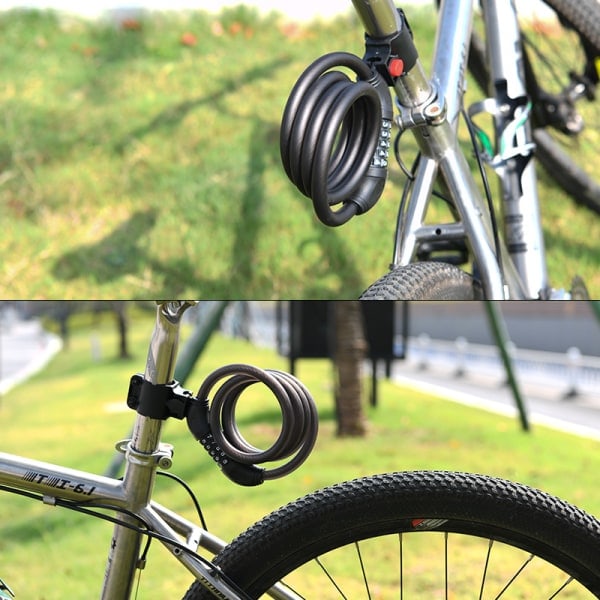 Cykel Lås Femcifret Kode Lås, Stel Lås Velegnet Til Cykler, Motorcykler, Døre, Gærder, Scootere (180 cm)