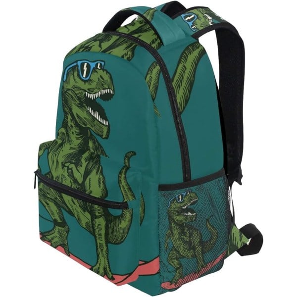 Skolebagg Skateboard Dinosaur for Tenåringer Jenter Gutter