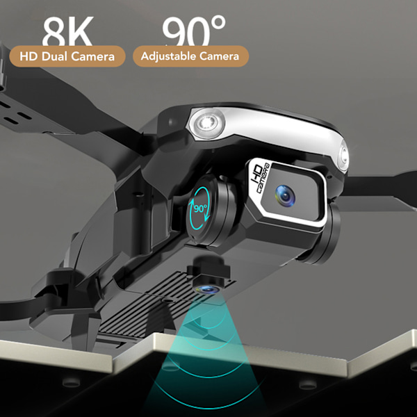 Mini Drone med Optisk Flytposisjonering, 4-Siders Hindringsunngåelse, Fjernkontroll, FPV Quadcopter med HD Dobbelt Kamera