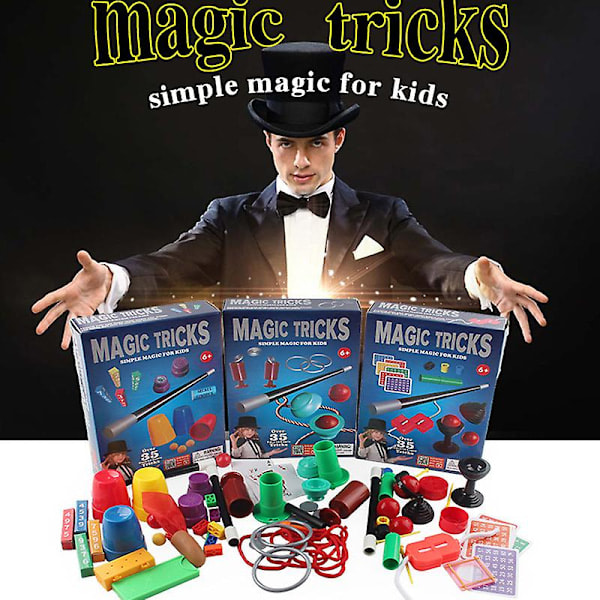 Lichengtai Magic Set til Børn, Børnemagiker Kostume med Magiske Tricks Magic Box Set til Børn Halloween Karneval Julegave C