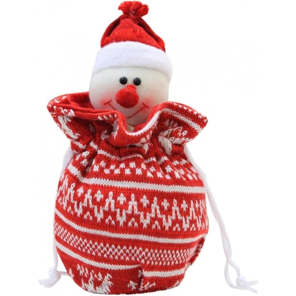 1 stk Julegaveposer Eve æblepose strikket slikpose julemand snemand elg dukke gaveposer snørepose indpakningspose (snemand)