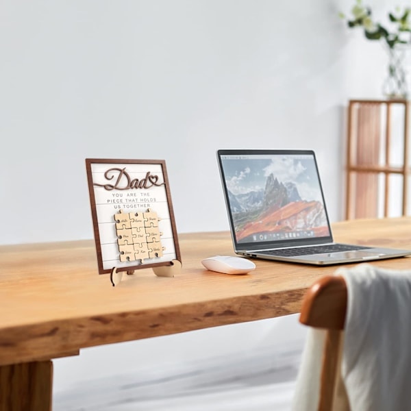 Pappas & Barns Namn Pusselbit DIY Skylt (8''x10''), Fars Dag Present Rustik Konst Dekoration på Skrivbord