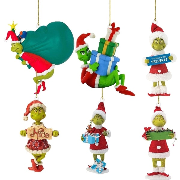 Julgranspynt Hängande Dekorationer, Juldekorationer, Akryl Roliga Unika Gröna Grinch Juldekoration a