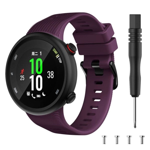 Garmin Forerunner 45S Hållbart Svart Silikonarmband med Spänne - Lila Lila