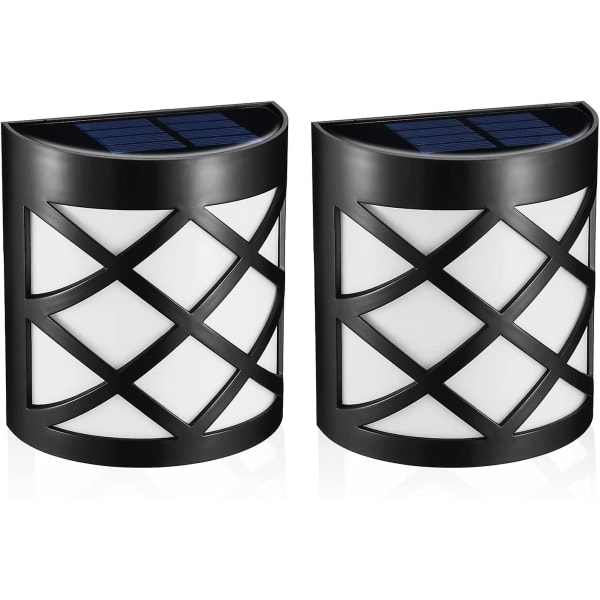 Solcellslampor för utomhusbruk [2-pack] LED-solcellslampa för utomhusbruk, staket, uteplats, ytterdörr, trappa, landskap, vattentät solcellslampa för vägg...