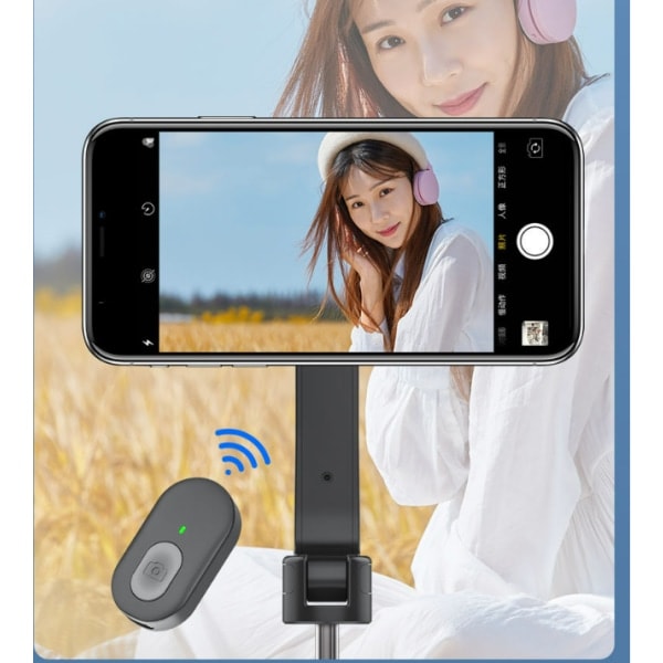 Ny Bærbar Magnetisk Trådløs Bluetooth Selfie Stick WS-22005 Sort