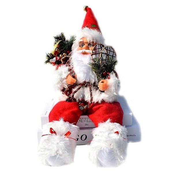 Julemann Sittende Dekorativ Figur for Utstillingsvindu 57 cm Dekorativ Figur Julemann for Innendørs og Utendørs Bruk Rød