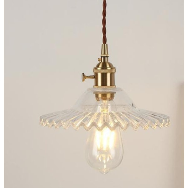 REMAKE E27 Industriell Vintage Taklampe Retro Glass Taklampe Lampeskjerm (Transparent) Transparent