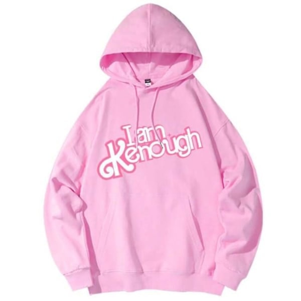 Unisex Barbie I Am Kenough Trykte Hettegensere for Voksne Menn Kvinner Langærmet Hettegenser Casual Topper Rosa Rosa XL