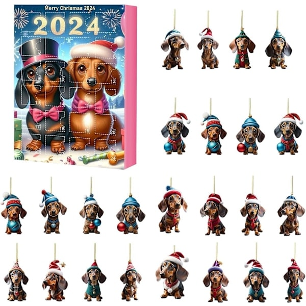 Julnedräkning Blind Box Söt Katt Valp Ko Akryl Hängande Julgransdekoration