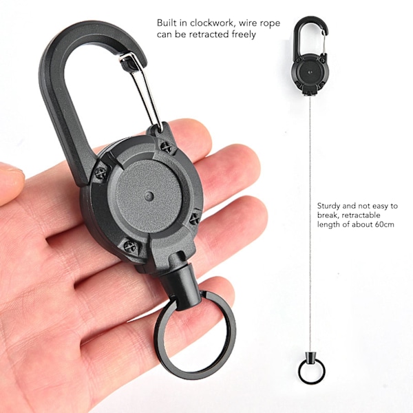 2 st Retractable Keychain Anti Lost High Rebound Retractable Key Ring för Badge ID Card Key