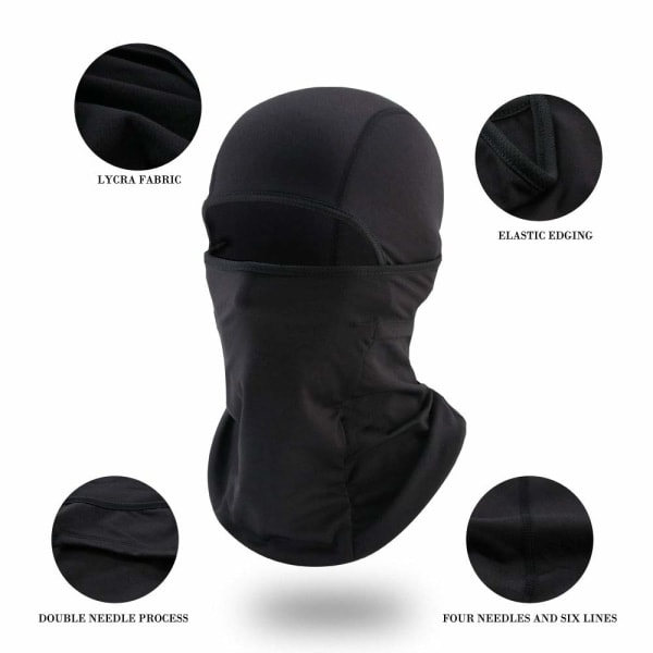 Balaclava / hjelmhette vindtett Lycra Svart