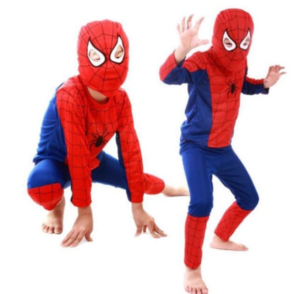 Barn Superhero Cosplay Kostyme Fancy Dress Up Klær Antrekk Sett Rød og Blå Spiderman Rød og Blå Spiderman M