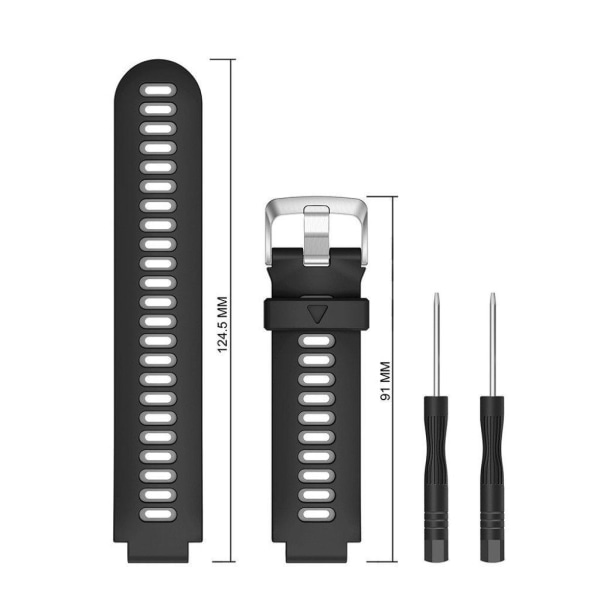 Garmin Forerunner 220 / 230 / 235 / 620 / 630 / F735 XT Kaksivärinen Silikoniranneke - Musta / Harmaa Musta