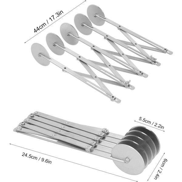 Pastakutter, Utvidbar Pizza Cutter i Rustfritt Stål med Flere Hjul, Multi-Rund Deigdeler for Kjøkken Baking Verktøy (5 Hjul)