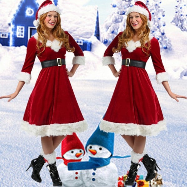 REMAKE Mrs. Claus Santa Julekostyme for Kvinner M